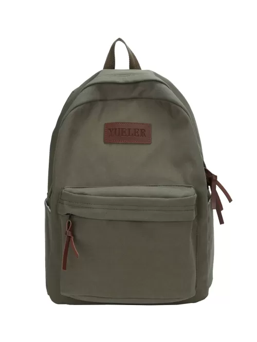 Men Letter Patch Decor Functional Backpack Canvas  Laptop Backpack