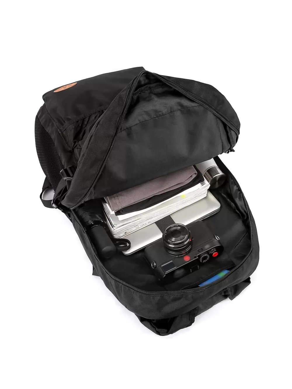 Men Release Buckle Decor Travel Backpack - Black